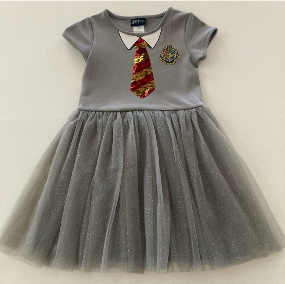 Gray Harry Potter Dress with Red and Gold Tie Design
